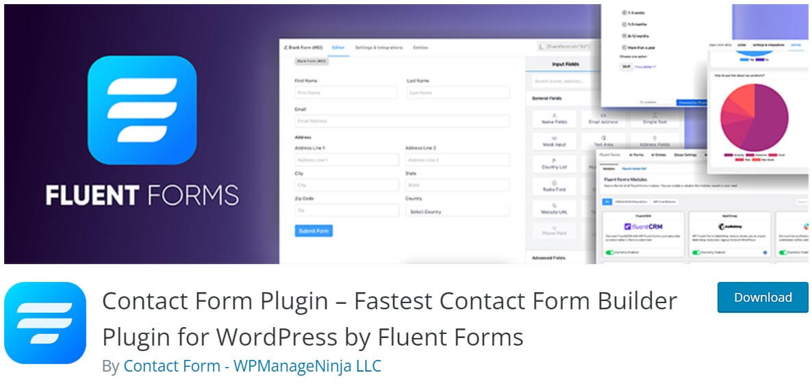 Fluent Forms ปลั๊กอินสำหรับทำแบบฟอร์ม เบาและเร็วที่สุด (Free+Pro)